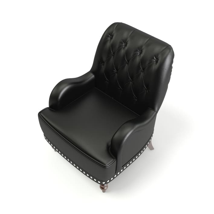 Black Leather Classic Armchair 3D Model