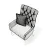 Black Leather Classic Armchair with Pillow 3D Model