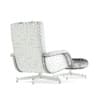 White Leather Swivel Chair with a Stool 3D Model