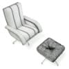 White Leather Swivel Chair with a Stool 3D Model