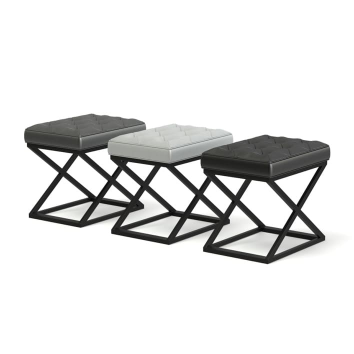 Three Leather Stools 3D Model
