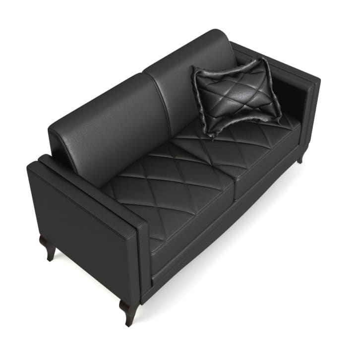 Black Leather Classic Sofa 3D Model