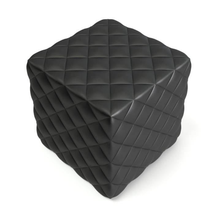 Black Leather Cube Pouf 3D Model