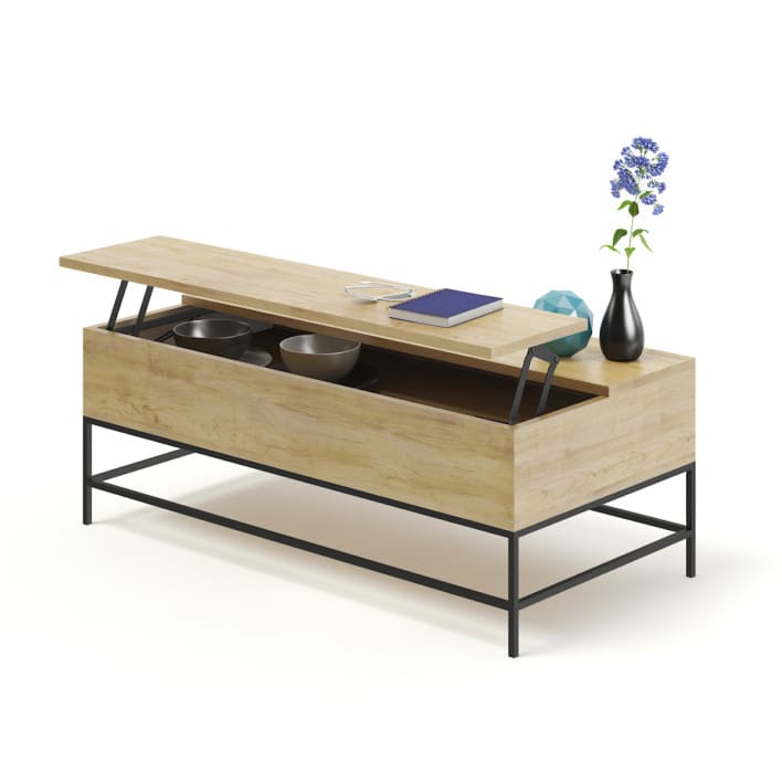 Opened Wooden Coffee Table 3D Model (9722)
