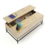Opened Wooden Coffee Table 3D Model