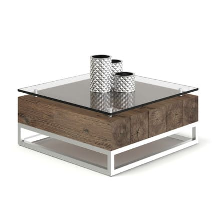 Wood and Glass Coffee Table 3D Model