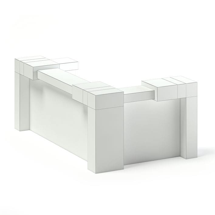 Black and Grey Reception Desk 3D Model