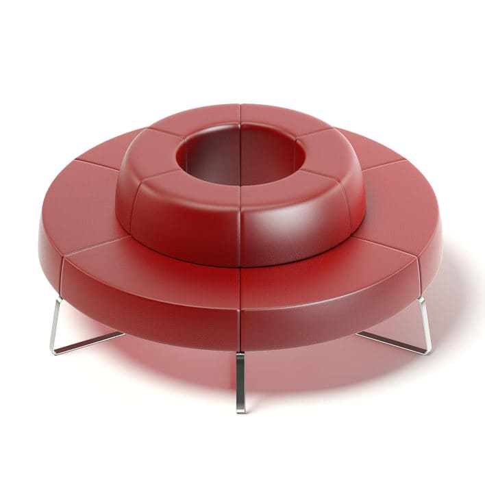 Red Leather Waiting Sofa 3D Model
