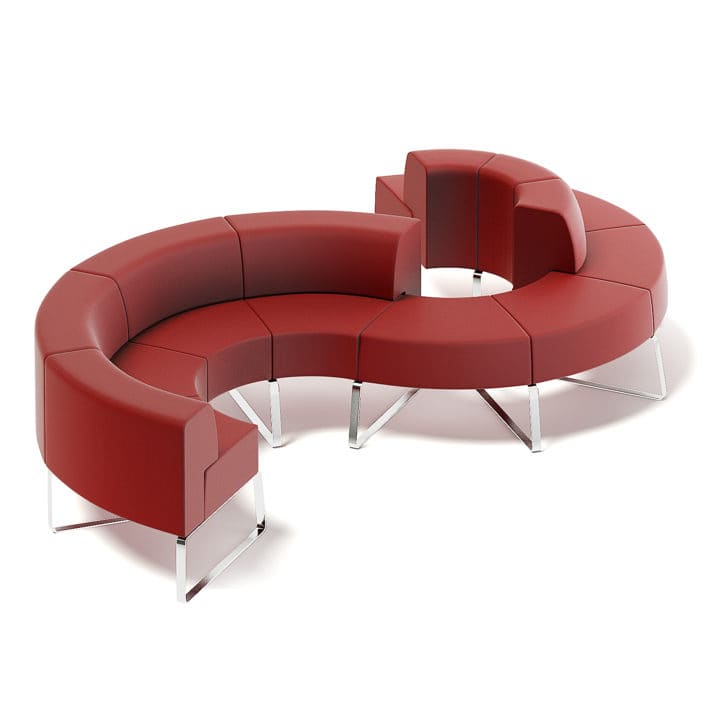 Red Fabric Waiting Sofa 3D Model