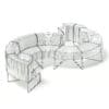 Red Fabric Waiting Sofa 3D Model