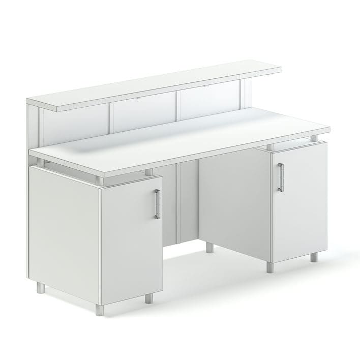 White and Wooden Reception Desk 3D Model