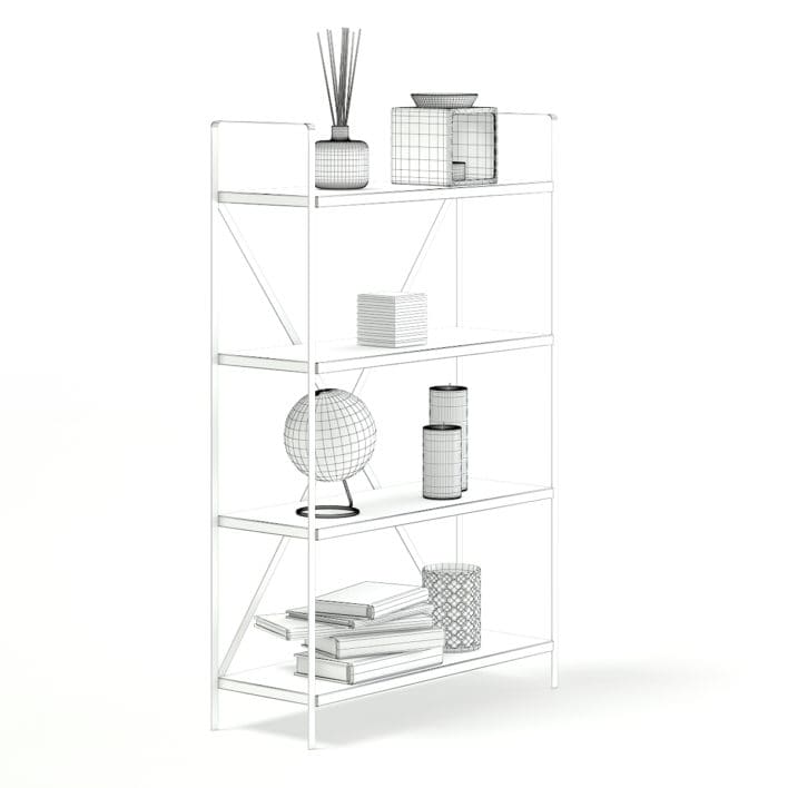 Bookshelf with Decorations 3D Model