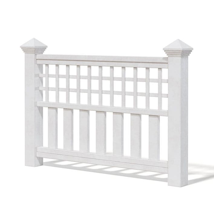 White Wooden Fence 3D Model