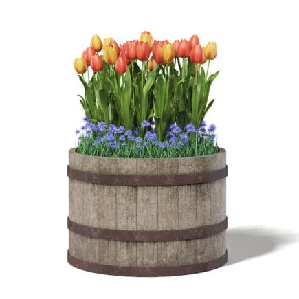 Barrel with Flowers 3D Model