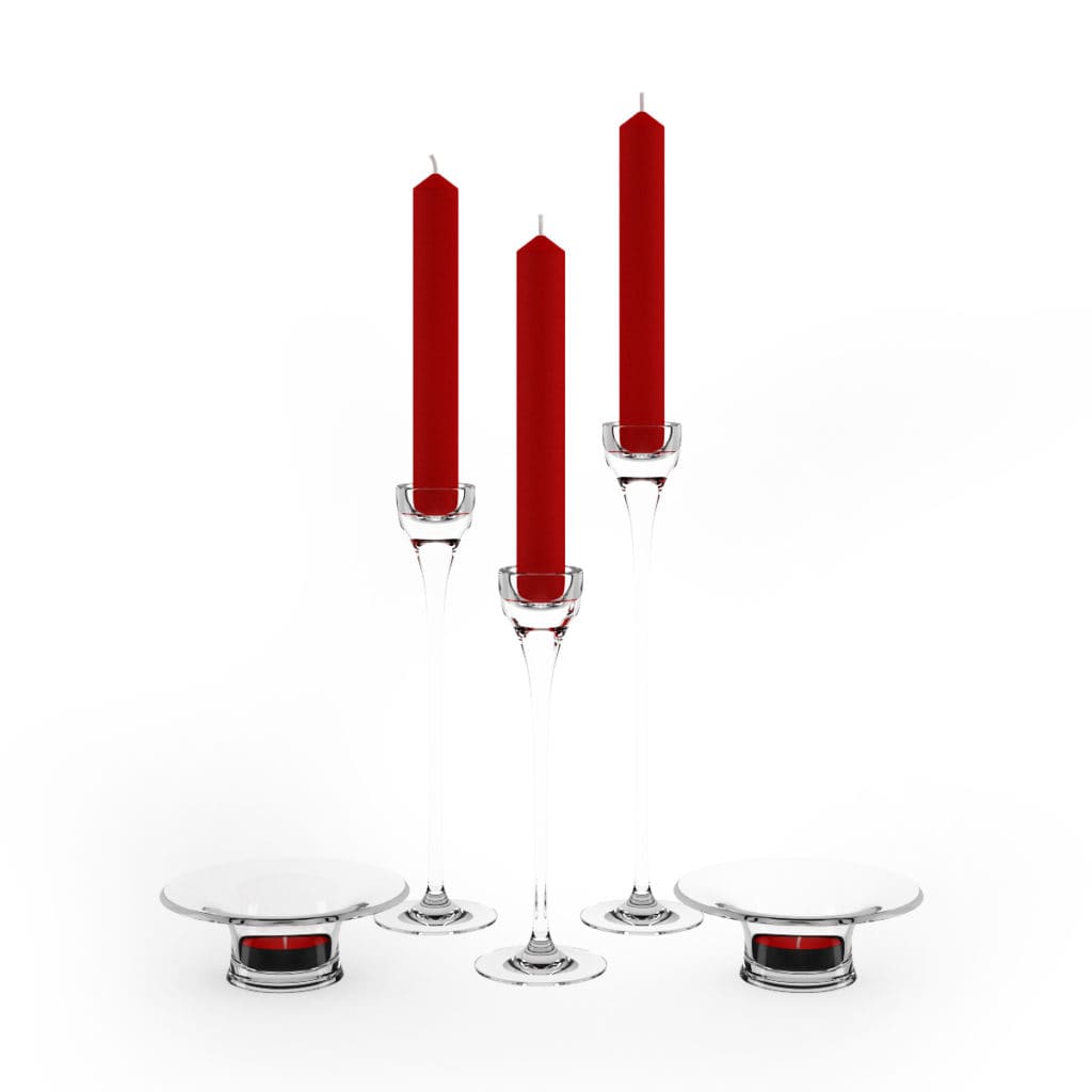 Glass Candlesticks Set