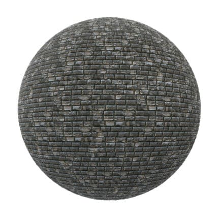 Black Stone Brick Wall PBR Texture