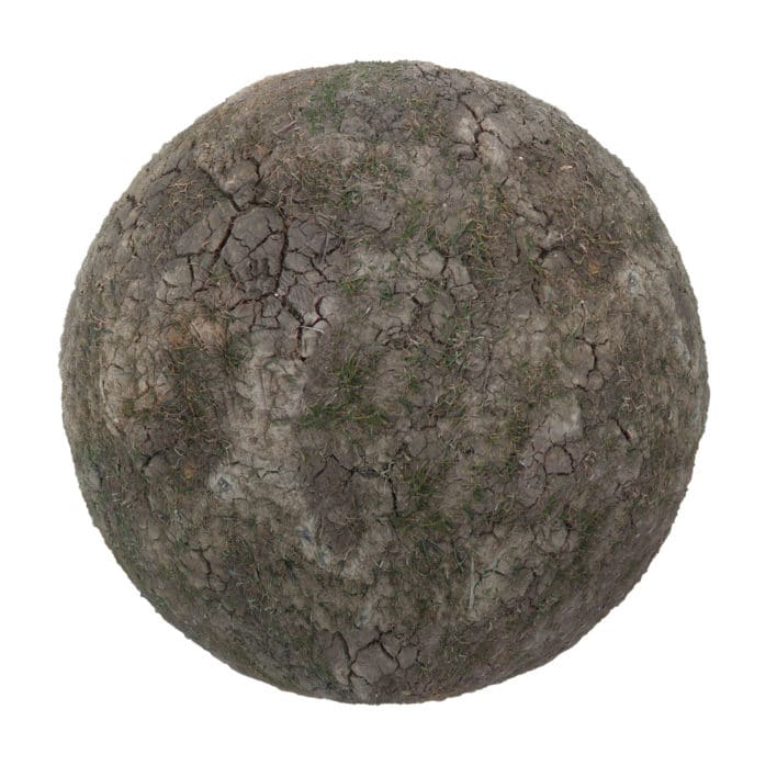 Dry Cracked Dirt with Grass PBR Texture