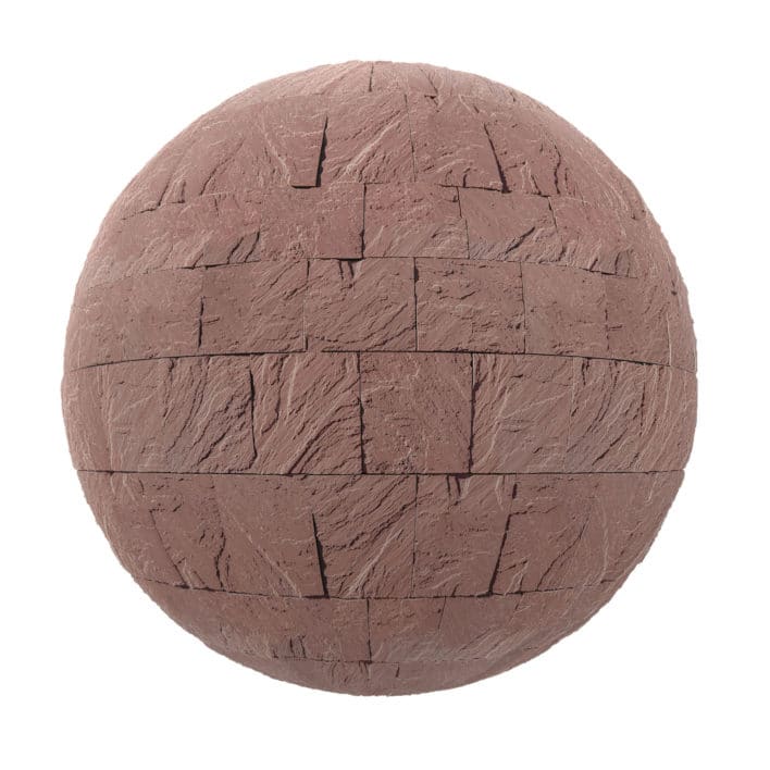 Red Stone Brick Pavement PBR Texture