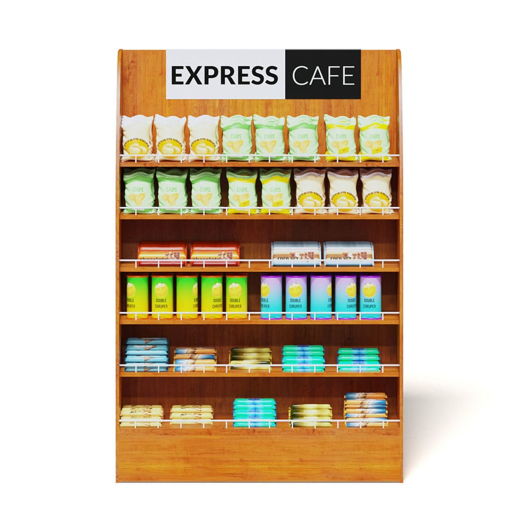 Wooden Market Shelf 3D Model