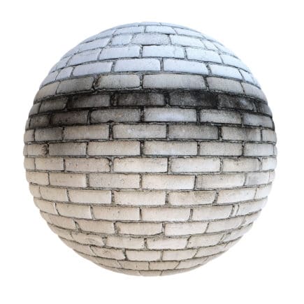 White Brick Wall with Dirt PBR Texture