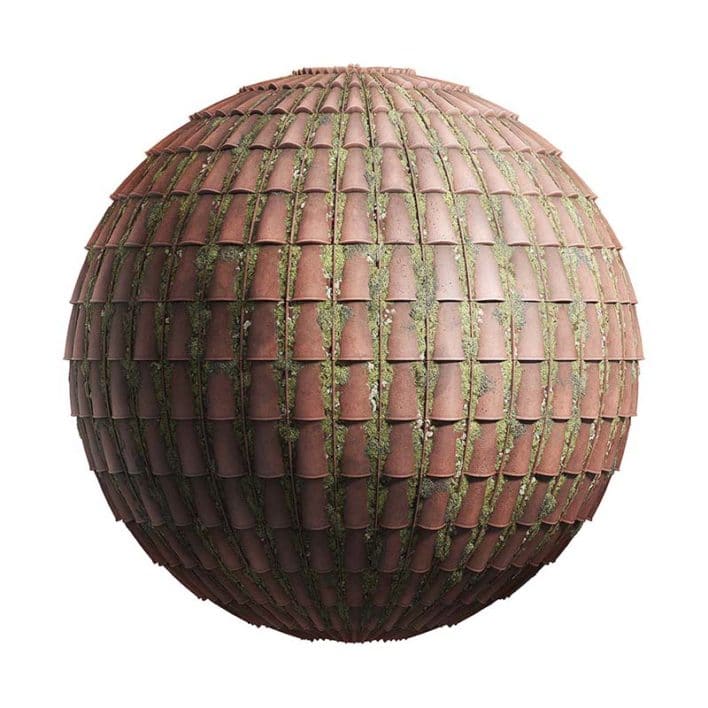 Ceramic Roof with Moss PBR Texture