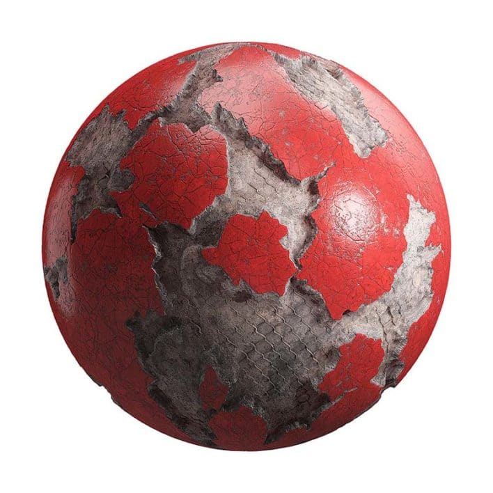 Damaged Red Painted Wall PBR Texture