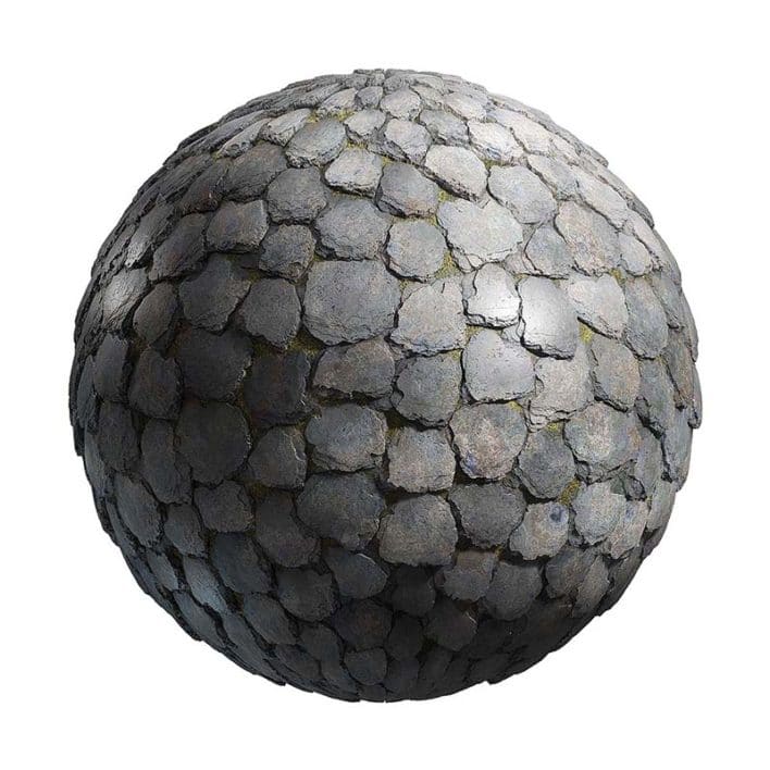 Irregular Stone Roof with Moss PBR Texture