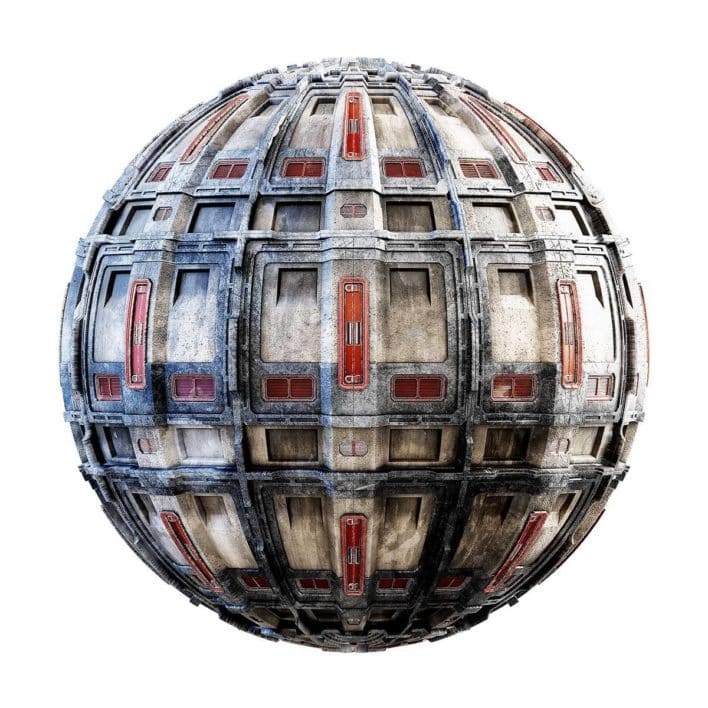 Old White and Red Space Station Wall PBR Texture