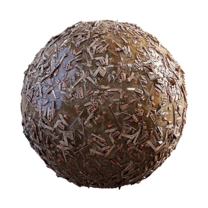 Brick and Wood Water Rubble PBR Texture