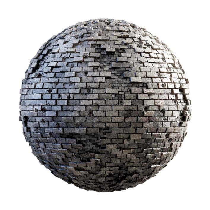 Brick Wall with Bullet Holes PBR Texture
