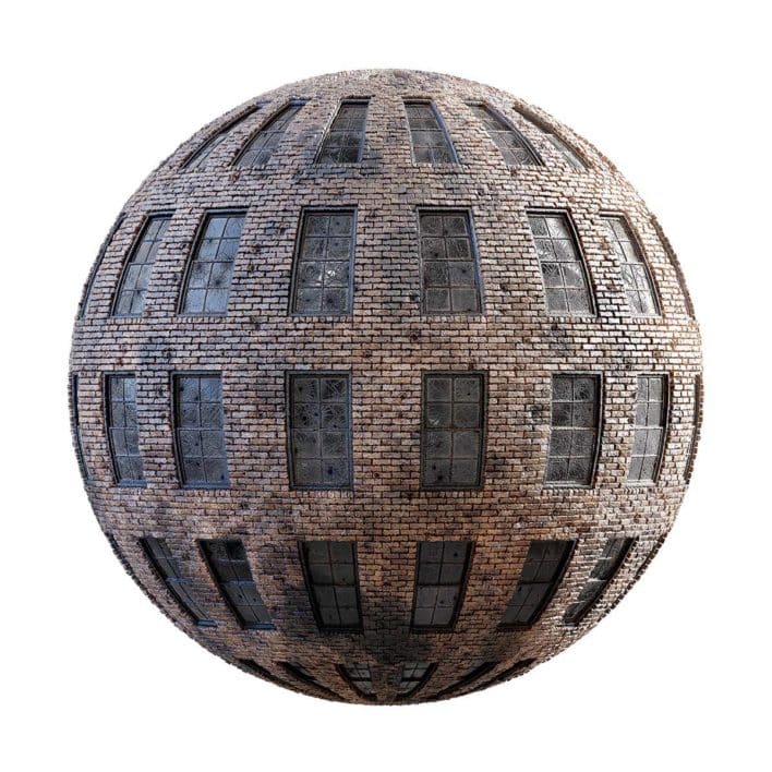 Brick Wall with Cracked Windows PBR Texture