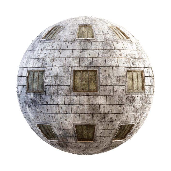 Brick Wall with Masked Windows PBR Texture