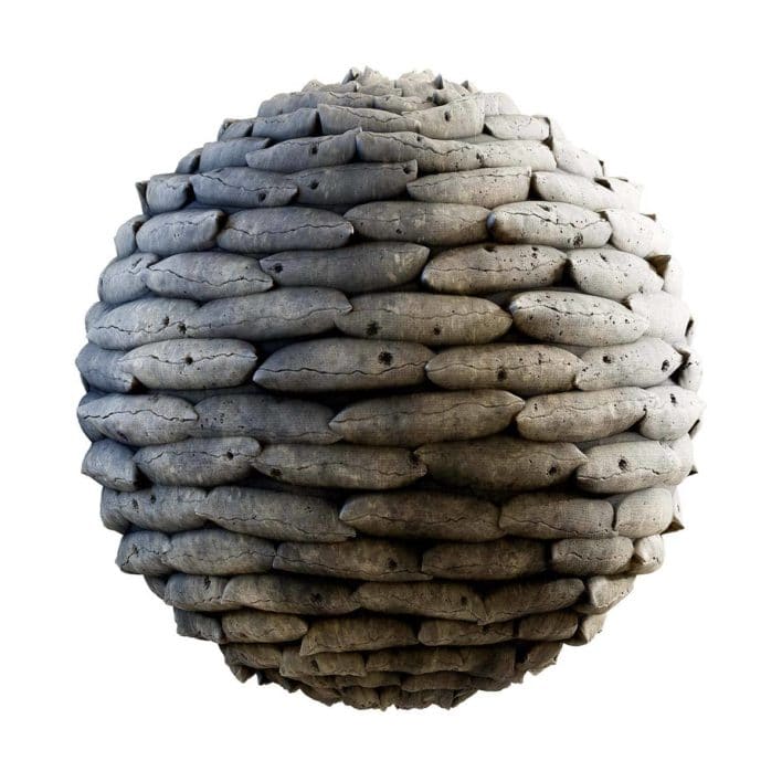 Bullet Damaged Sandbags PBR Texture