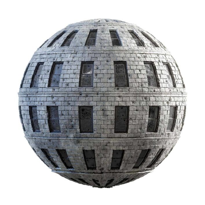 Concrete Wall with Cracked Windows PBR Texture