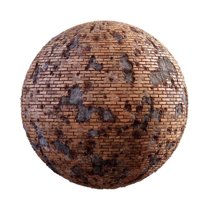Damaged Brick Wall PBR Texture