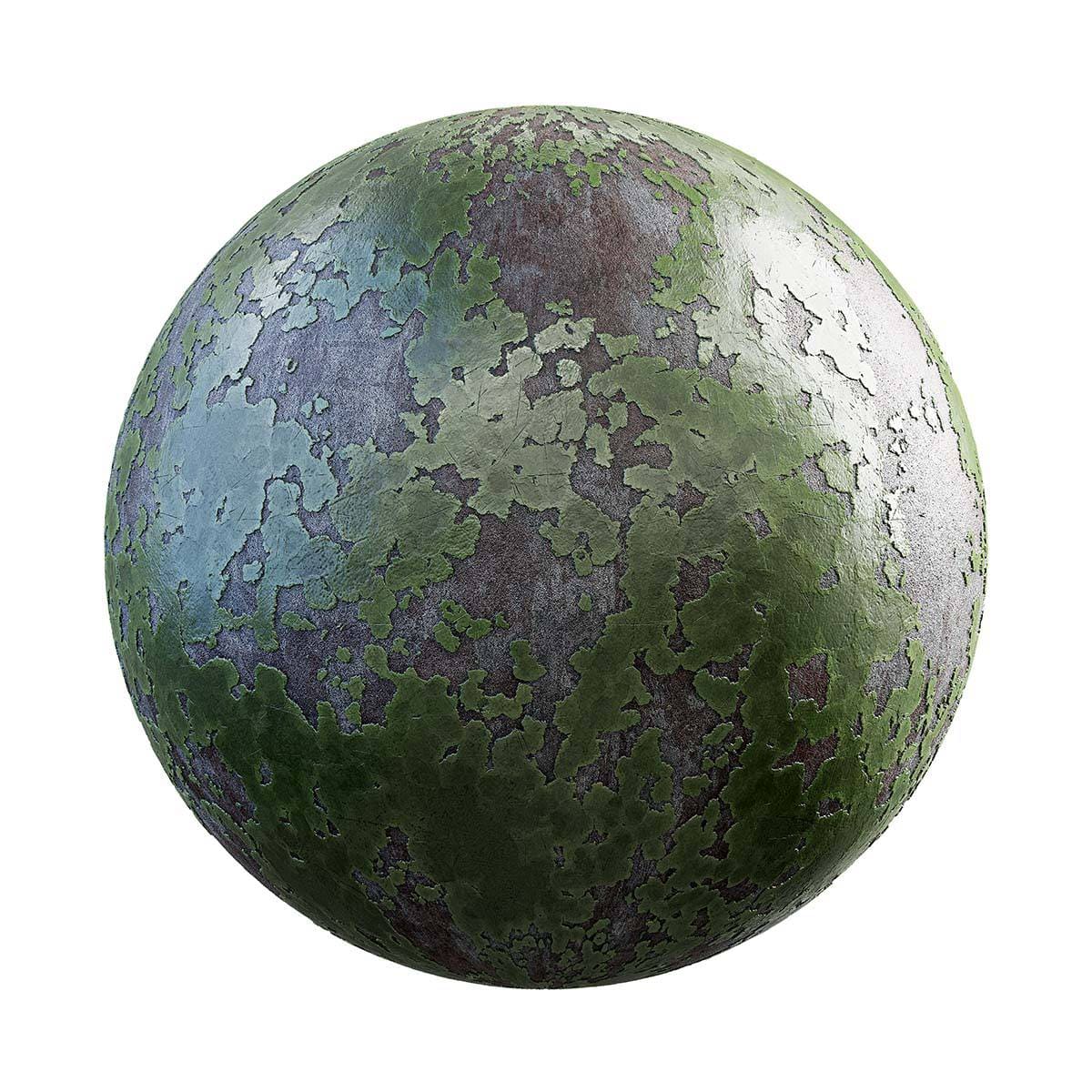Flaked Green Painted Metal PBR Texture