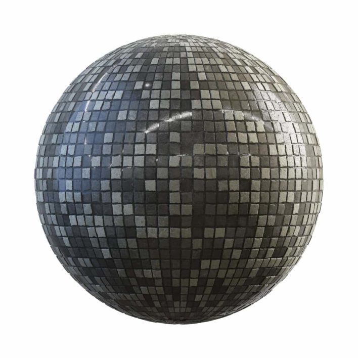Beige Square Stone Pavement with Water PBR Texture