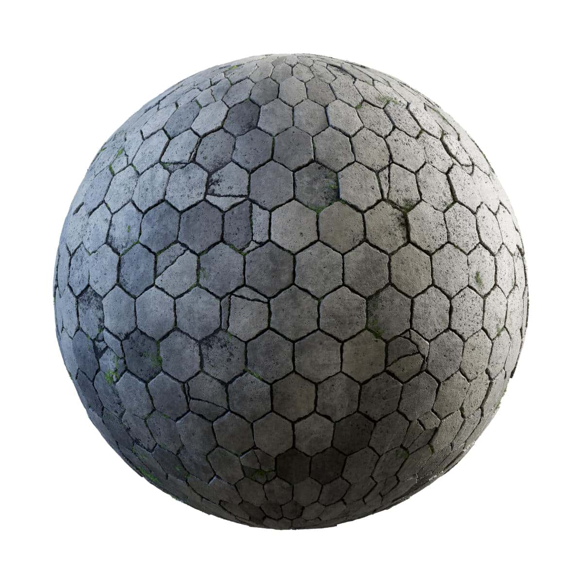 Damageded Hexagon Concrete Pavement PBR Texture