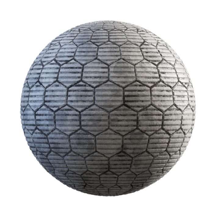Grey Hexagon Concrete Pavement PBR Texture