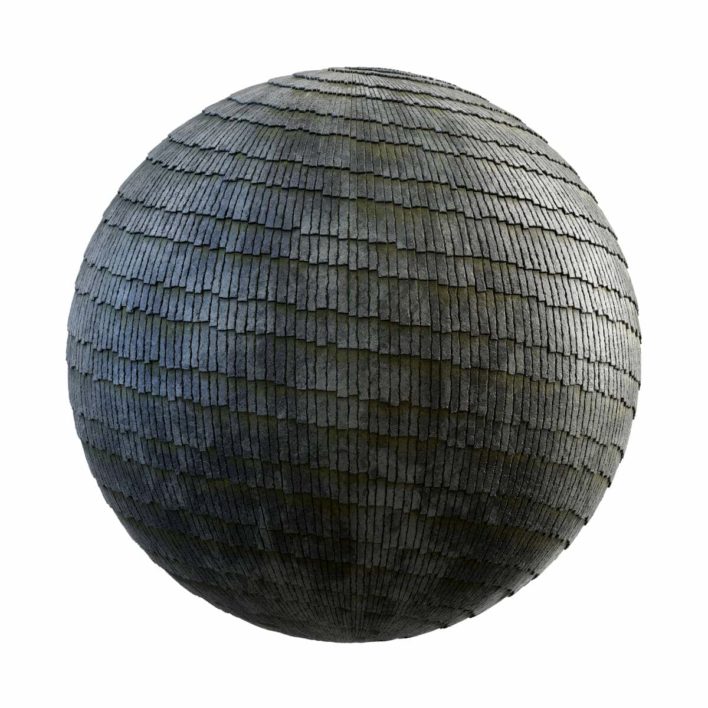 Grey Stone Roof with Moss PBR Texture