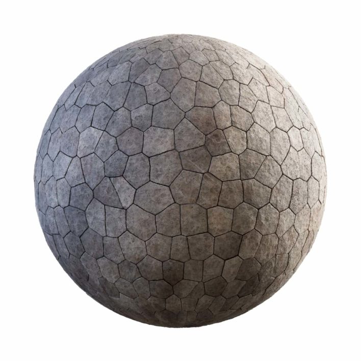 Irregular Beige Stone Pavement PBR Texture