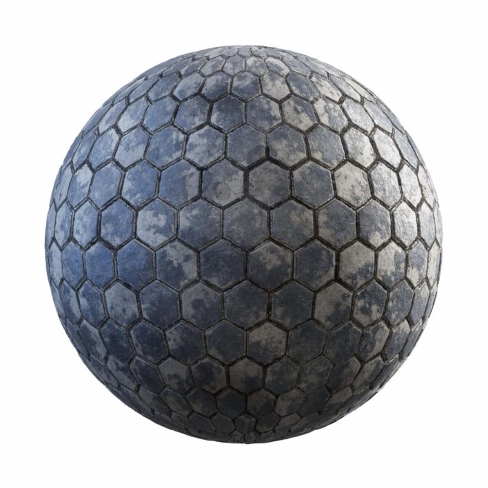 Painted Hexagon Concrete Pavement PBR Texture