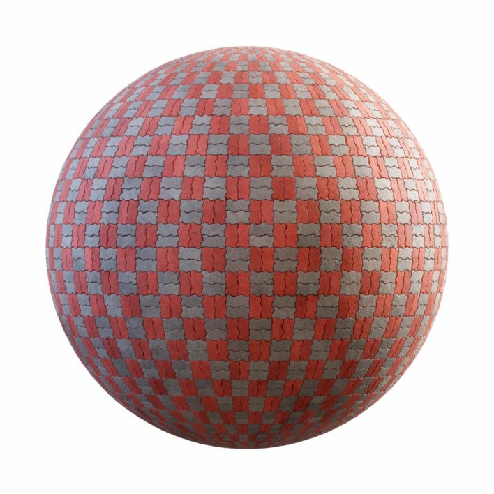 Red and Grey Concrete Pavement PBR Texture