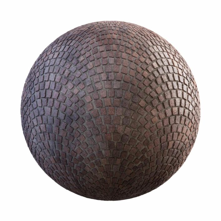 Red Arc Brick Pavement PBR Texture