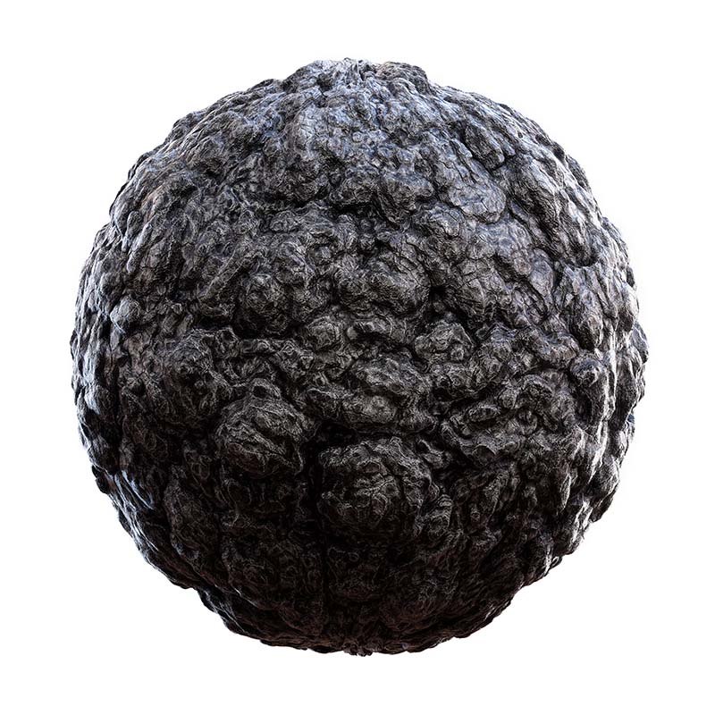 Black Bulbous Rock PBR Texture