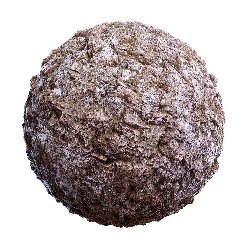 Brown Rough Rock with Snow PBR Texture