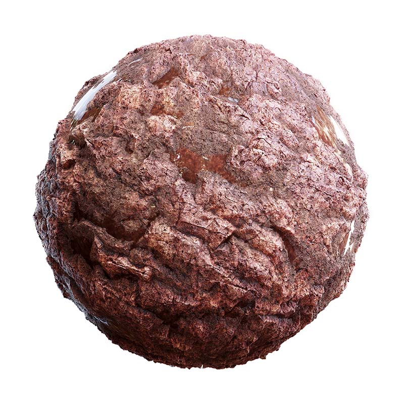 Brown Rough Rock with Water PBR Texture