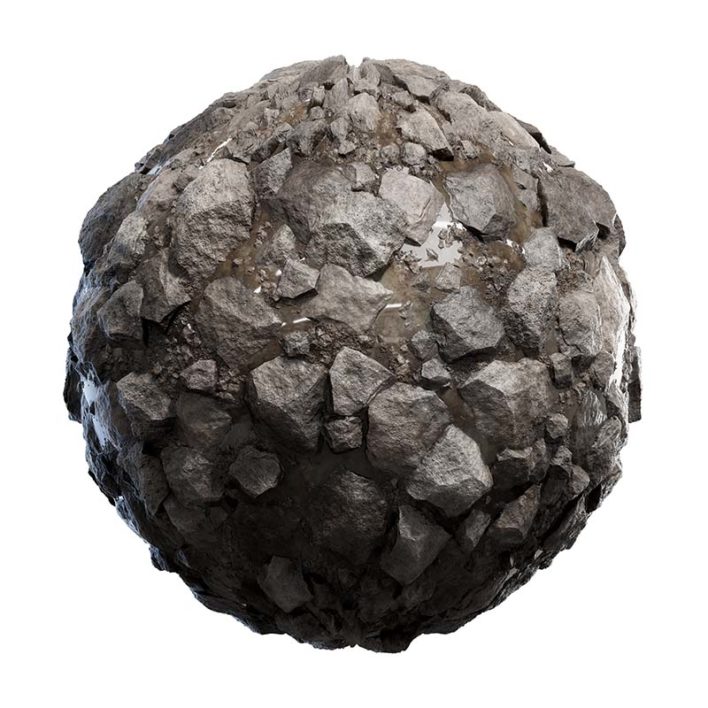 Dirt with Large Rocks and Water PBR Texture