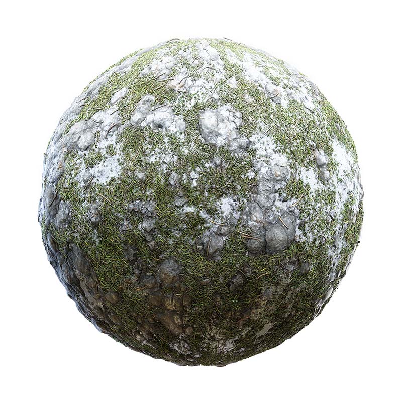Grass with Stones and Snow PBR Texture