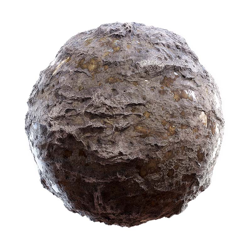 Rough Brown Rock with Water PBR Texture